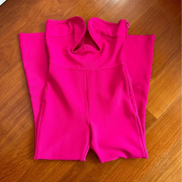 NEW! $222 Karen Millen Petite Knitted Bandage Corset Detail  Fuchsia Jumpsuit - Picture 7 of 10